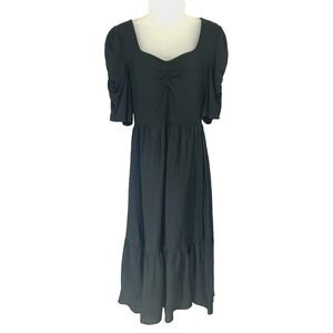 GAP Midi Dress Large Black Whimsigoth Whimsy Fairy Witchy Peasant Gothic Vamp